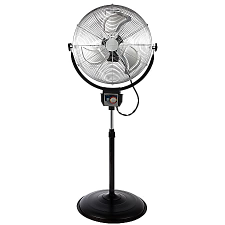 Optimus 20" Adjustable Industrial-Grade HV Oscillating Stand Fan With Chrome Grill, 30" x 24", Black