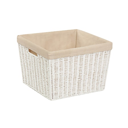 Honey-Can-Do Paper Rope Basket With Liner, Medium Size, 10" x 15" x 13", White