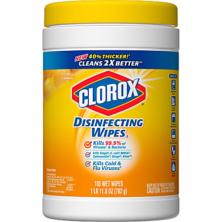 Clorox Disinfecting Wipes, Bleach-Free Cleaning Wipes - Wipe - Citrus Blend Scent - 105 / Canister - 140 / Bundle - White