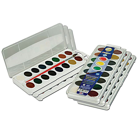 Prang® Semi-Moist Washable Watercolor Sets, 1 Oz, Assorted