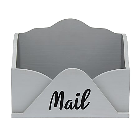Elegant Designs Homewood Wooden Decorative Envelope-Shaped Desktop Letter Holder, 7-7/8”H x 9-7/8”W x 4-3/4”D, Gray