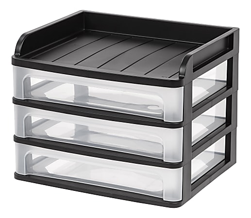 IRIS® 3-Drawer Medium Desktop Storage, 11 1/4"H x 14 1/4"W x 11 13/16"D, Black