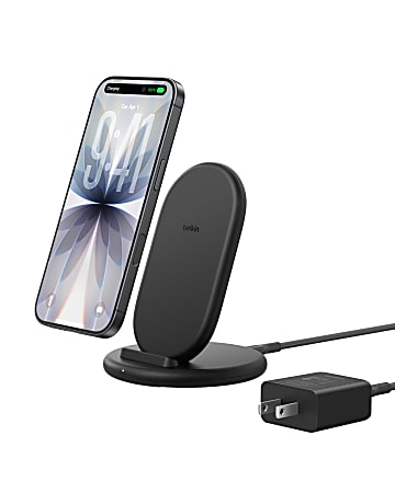 Belkin BoostCharge Wireless Charging Stand With 20W USB-C, Black, WIB006TTBK