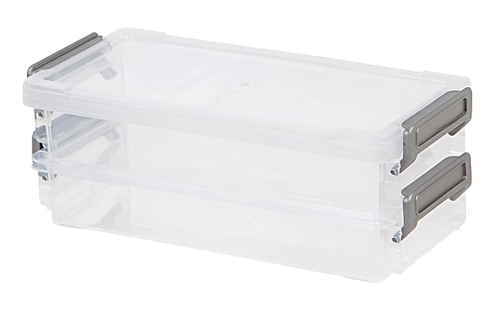 IRIS Layered Latch Boxes, 8-1/2" x 4" x 3-1/4", Clear, Pack Of 8 Boxes