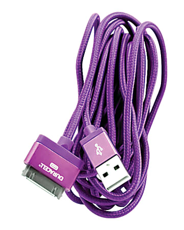 Duracell® Sync & Charge 30-Pin USB Cable, 10', Purple