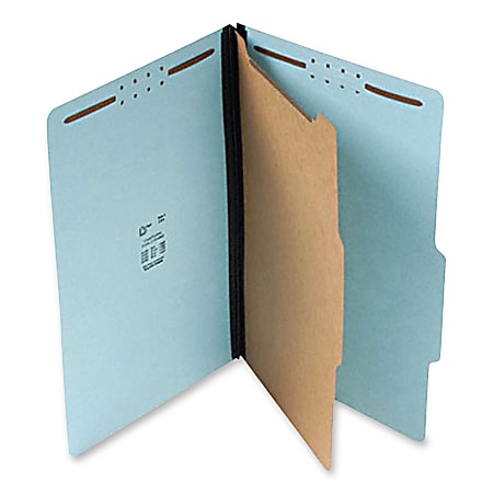 SJ Paper 1-Divider Classification Folders, Legal Size, 4 Fasteners, 60% Recycled, Blue, Box Of 20