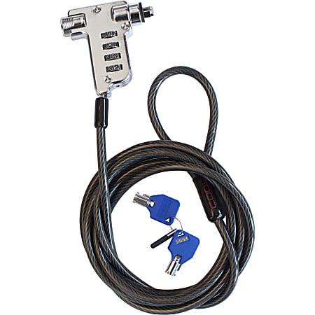 CODi Keyed 4-Digit Combination Lock - 6.5ft - For Notebook, Desktop Computer, Docking Station, Monitor