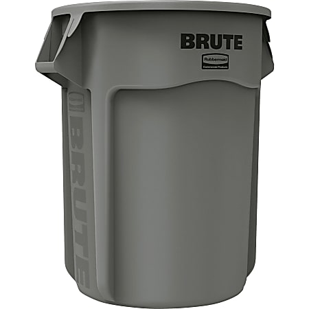 Rubbermaid Commercial Brute Vented 55-gallon Container - 55 gal Capacity - 33.2" Height x 26.4" Diameter - Gray - 3 / Carton