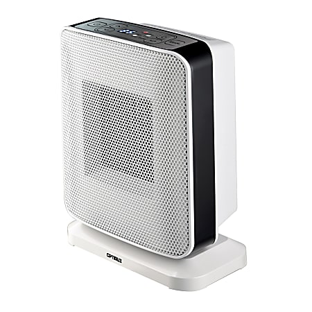 Optimus 1500-Watt Portable Oscillation Ceramic Heater With Thermostat And LED, 12" x 8", White