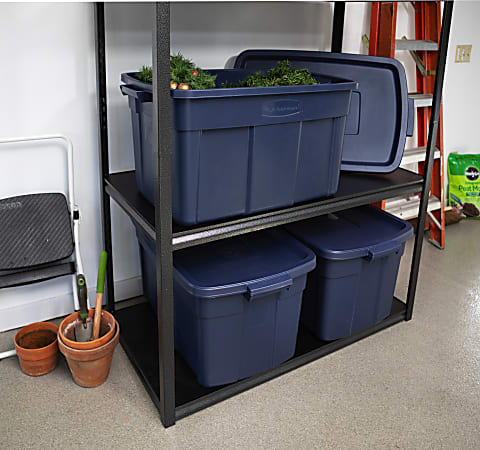 Rubbermaid Roughneck Tote 31 Gallon Dark Indigo Metallic Office