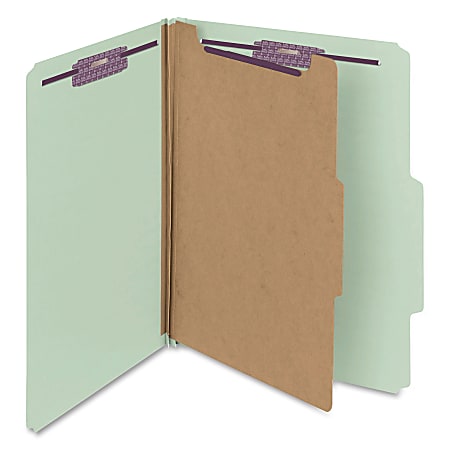 Smead® Classification Folders, With SafeSHIELD® Coated Fasteners, 2" Expansion, Letter Size, 60% Recycled, Gray/Green, Box Of 10