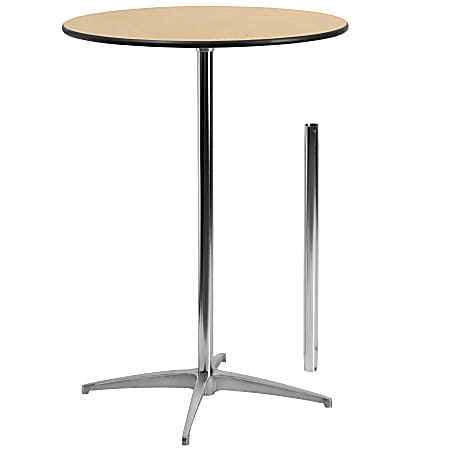 Flash Furniture 30'' Round Wood Cocktail Table with 30'' and 42'' Columns, Natural