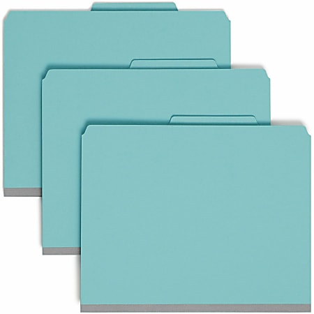 Smead® Classification Folders, 2" Expansion, 2 Dividers, 8 1/2" x 11", Letter, 50% Recycled, Blue, Box of 10