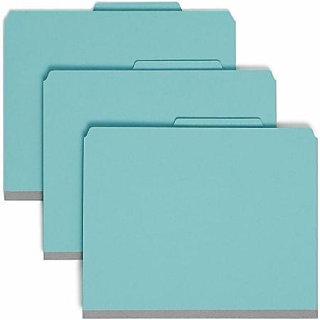 Smead® Classification Folders, 2" Expansion, 2 Dividers, 8 1/2" x 11", Letter, 50% Recycled, Blue, Box of 10