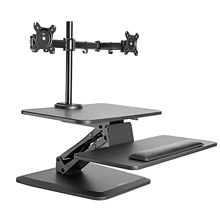 Mount-It! MI-7914 31"W Sit-Stand Standing Desk Converter With Dual Monitor Mount Combo, Black