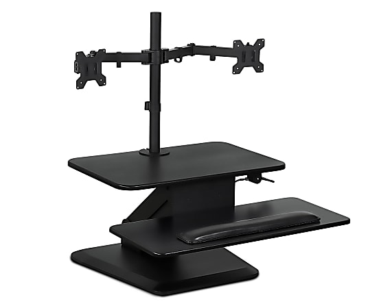 Mount-It! MI-7914 Sit-Stand Standing Desk Converter With Dual Monitor Mount Combo, 22"H x 31"W x 21"D, Black