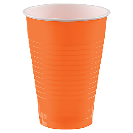 Amscan 436811 Plastic Cups, 12 Oz, Orange Peel,