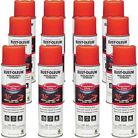 Rust-Oleum Industrial Choice Precision Line Marking Paint - 17 fl oz - 12 / Carton - Alert Orange