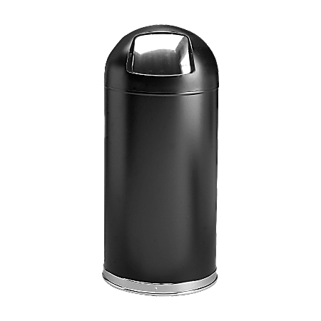 Safco® Dome-Top Receptacle With Push-Door Lid, 15 Gallons, Black