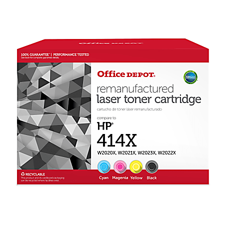 Office Depot® Brand Remanufactured High-Yield Black, Cyan, Magenta, Yellow Toner Cartridge Replacement  - OD414XBCMYR