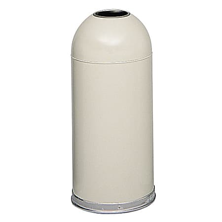 Safco® Round Stainless-Steel Open-Top Dome Trash Can, 15 Gallons, 34"H x 15"W x 15"D, Putty