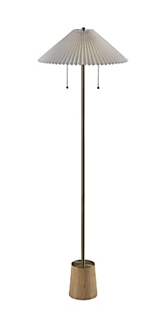 Adesso Ophelia Floor Lamp, Antique Brass/White Fabric Shade