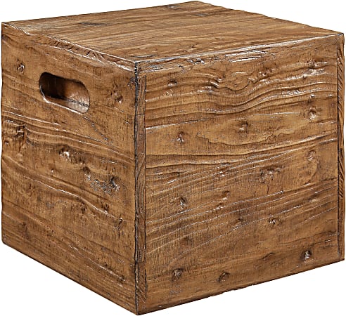 Powell Munroe Crate Side Table, 17”H x 18”W x 18"D, Ash