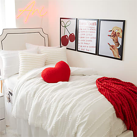 Dormify Billie Pom Pom Stripe Comforter and Sham Set, Full/Queen, White