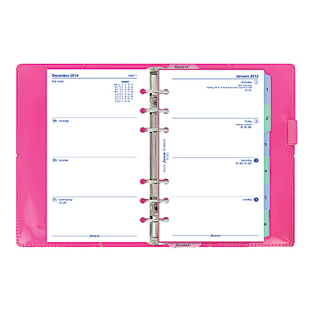 Filofax® Domino Patent Personal Organizer With 2-Page Planner, 6 3/4" x 3 3/4", 2015, Pink