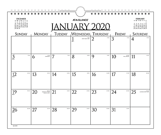 AT-A-GLANCE® Business Monthly Wall Calendar, 15" x 12", January To December 2020, 997-1