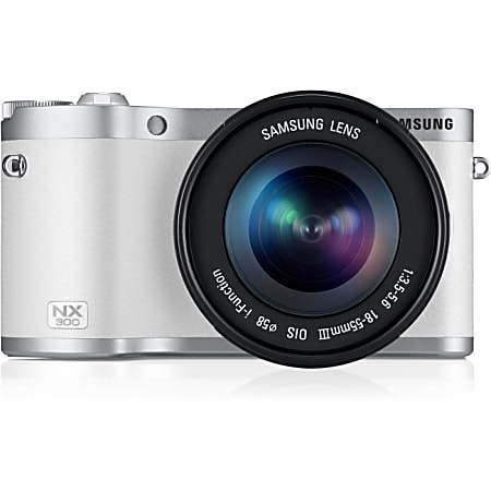 Samsung NX300 20.3 Megapixel Mirrorless Camera with Lens - 18 mm - 55 mm - White