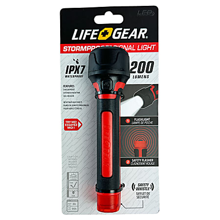 LifeGear 200 Lumen Stormproof Signal Light with Safety Whistle Red BA38 ...