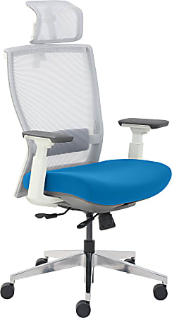 True Commercial Pescara Ergonomic High-Back Executive Chair, Blue/Off-White