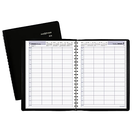 AT-A-GLANCE® DayMinder® Daily Appointment Book, 4-Person Group, 7 7/8" x 11", Black, January to December 2018 (G56000-18)