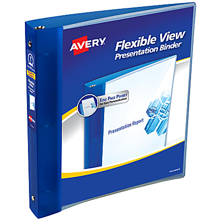Avery® Flexible View 3 Ring Binder, 1" Round Rings, Blue, 1 Binder