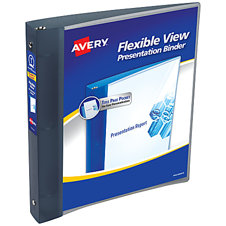 Avery® Flexible View 3 Ring Binder, 1" Round Rings, Gray, 1 Binder