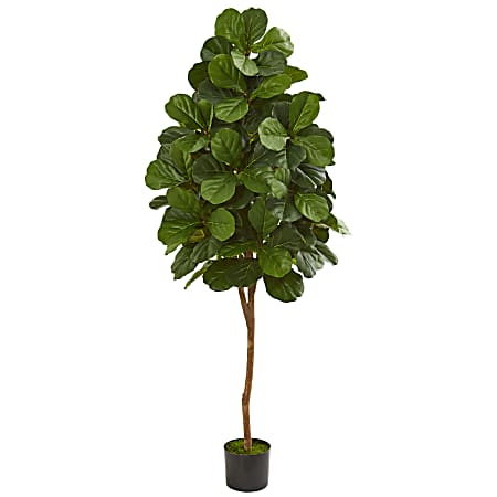 Nearly Natural Fiddle Leaf Fig 72”H Artificial Tree With Pot, 72”H x 17”W x 17”D, Green