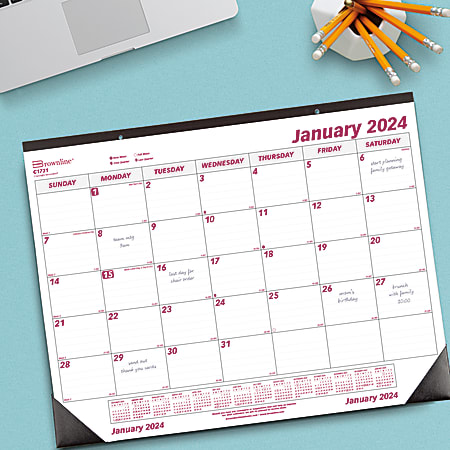 2024 Brownline® Monthly Desk Pad Calendar, 22" x 17", January To