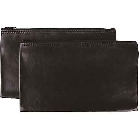 Business Source Carrying Case (Wallet) Money, Receipt, Office Supplies, Check - Black - Polyvinyl Chloride (PVC) Body - 6" Height x 11" Width - 2 Pack