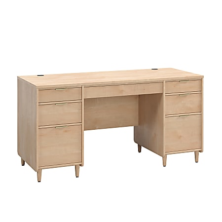 Sauder® Clifford Place 59"W Double-Pedestal Executive Computer Desk, Natural Maple