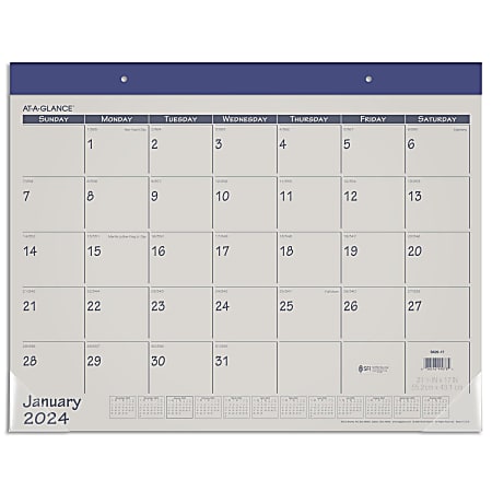 2024 AT-A-GLANCE® Fashion Color Monthly Desk Pad Calendar, 21-3/4" x 17", January To December 2024, SK2517