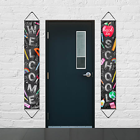 Office Depot® Back-To-School Door Banners, 12" x 72", Multicolor, Set Of 2 Banners