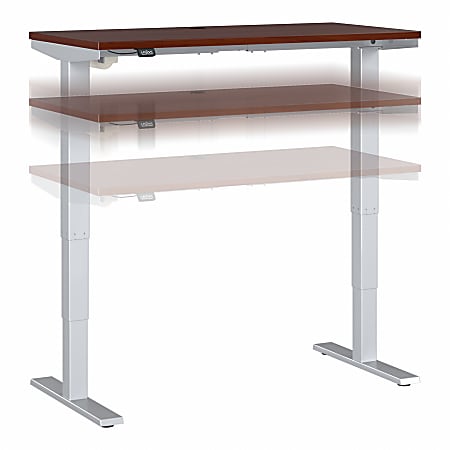 Move 40 Series by Bush Business Furniture Height-Adjustable Standing Desk, 48" x 24", Hansen Cherry/Cool Gray Metallic, Standard Delivery
