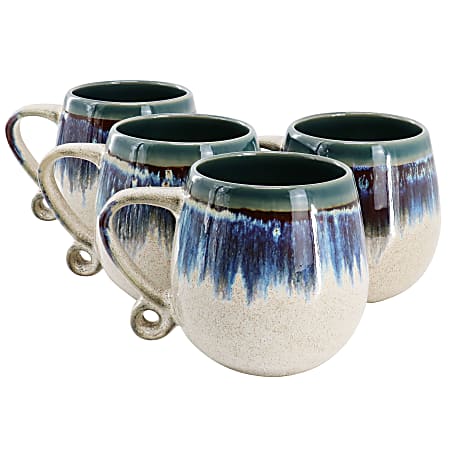 Meritage Lexington 4-Piece Stoneware 2-Tone Mug Set, 20 Oz, Blue Multicolor