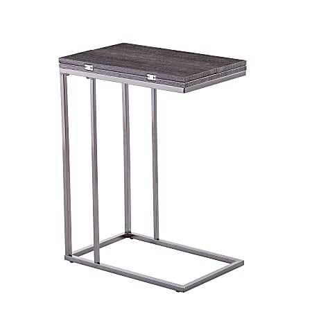 SEI Clarkdom Expandable C-Table, 25"H x 12"W x 18-1/4"D, Gray/Black