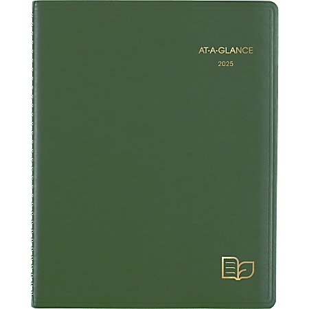 2025 AT-A-GLANCE Recycled Weekly/Monthly Appointment Book Planner, 8-1/4" x 11", Green, January 2025 To December 2025, 70950G60