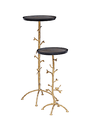 Powell Juniper 2-Piece Drink Table Set, Gold/Mango Wood