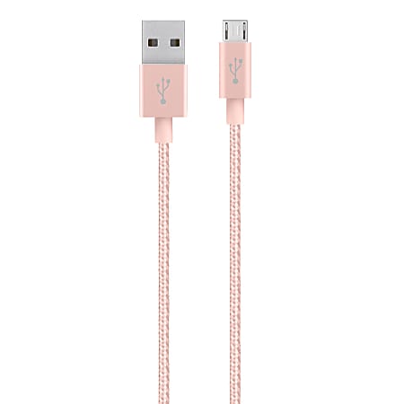 Belkin® MIXIT Metallic Micro USB-to-USB Cable, 4', Rose Gold