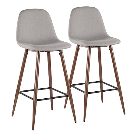 LumiSource Pebble Bar Stools, Walnut/Light Gray, Set Of 2 Stools