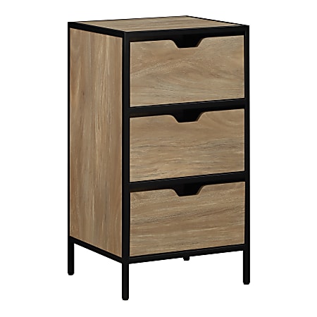 Office Star Freeport 16"W 3-Drawer Accent Storage Cabinet, Oak